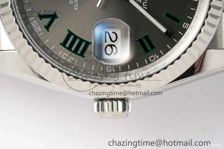 MiroTime 0425 DateJust 36mm SS DIWF 1:1 Best Edition 904L Steel Gray Dial Green Markers on Jubilee Bracelet SA Upgraded 2312